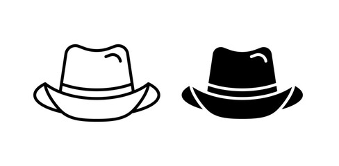 Cowboy hat icon pack in flat and thin liner vectors graphic for ui designs