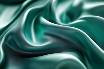 Obraz premium Luxurious turquoise silk or satin fabric flowing and forming gentle folds, perfect for backgrounds and textures