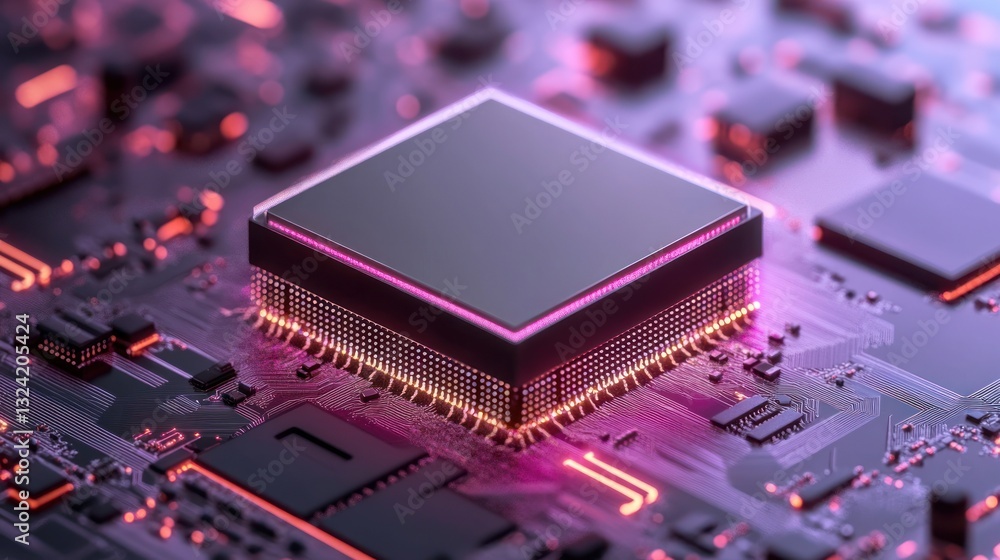 Aufkleber illuminated cpu on circuit board