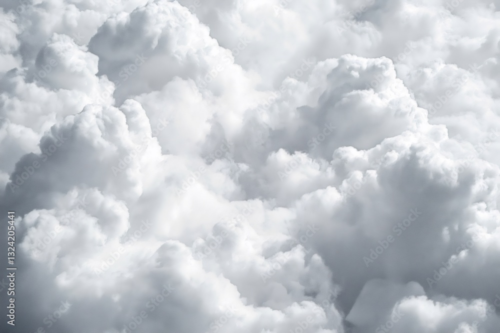 Aufkleber fluffy white clouds forming an abstract, soft texture, creating a serene and peaceful atmosphere wit