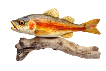Fishing trophy isolated on PNG transparent background.