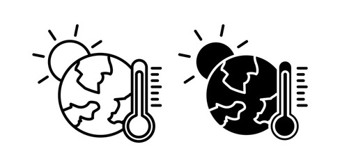 Global warming icon pack in flat and thin liner vectors graphic for ui designs