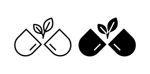 Herb eco capsule icon pack in flat and thin liner vectors graphic for ui designs