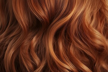 Fototapeta premium Beauty redhead girl with long and shiny wavy red hair . Beautiful woman model with curly hairstyle . Keratin straightening. Treatment, care and spa procedures. hair coloring in red