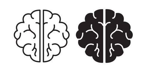 Human brain icon pack in flat and thin liner vectors graphic for ui designs