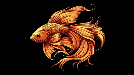 Fototapeta premium An elegant stylized illustration of a beautiful golden fish