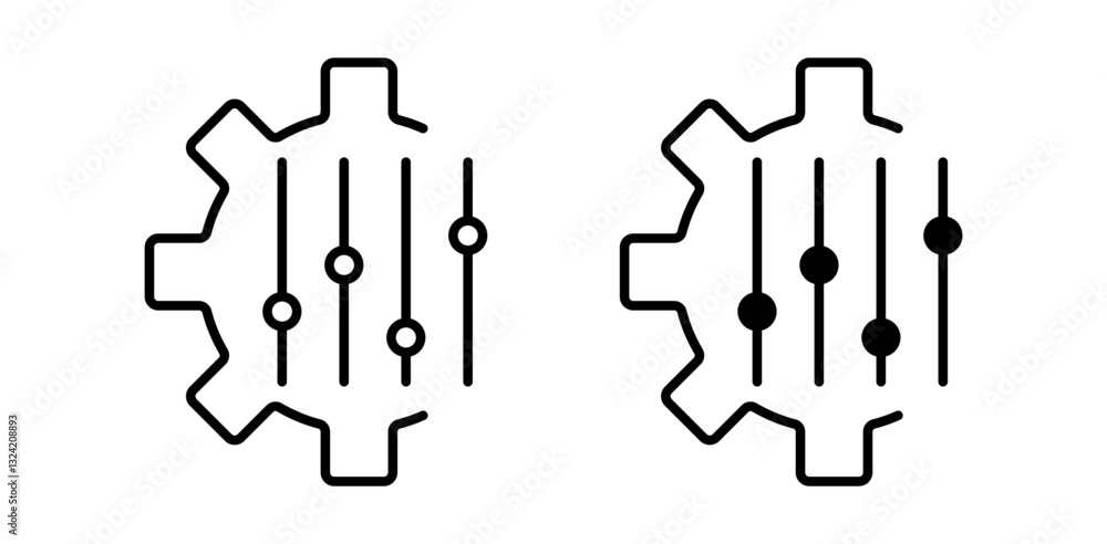 Poster mass customization icon pack in flat and thin liner vectors graphic for ui designs