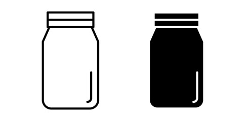 Mason jar glass container icon pack in flat and thin liner vectors graphic for ui designs