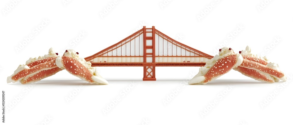Poster a whimsical scene featuring a miniature bridge with playful creatures surrounding it in a bright set