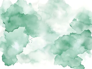 Obraz premium Artistic green and white watercolor painting with soft flowing shapes