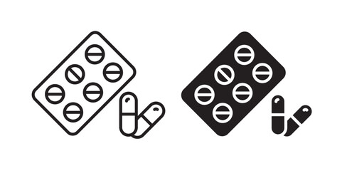 Pill capsule icon pack in flat and thin liner vectors graphic for ui designs