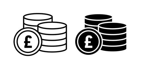 Pound icon pack in flat and thin liner vectors graphic for ui designs