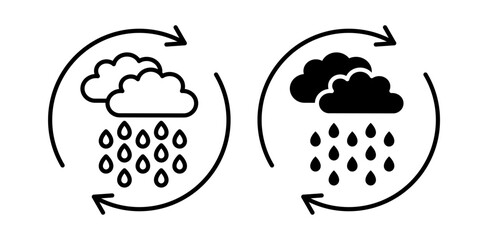 Rainwater harvesting icon pack in flat and thin liner vectors graphic for ui designs