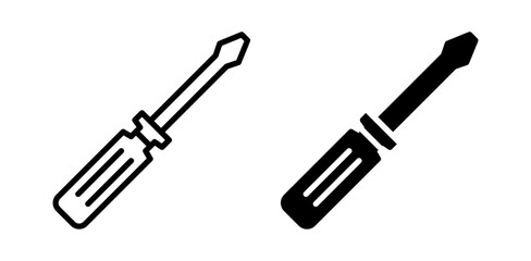Screwdriver icon pack in flat and thin liner vectors graphic for ui designs