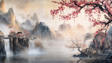 Fototapeta premium Chinese-style wall art. 