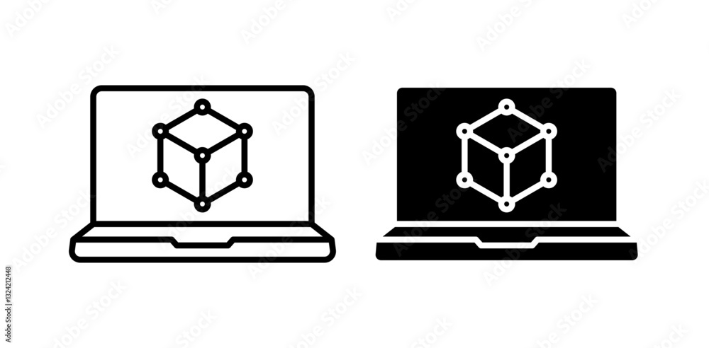 Poster simulation icon pack in flat and thin liner vectors graphic for ui designs
