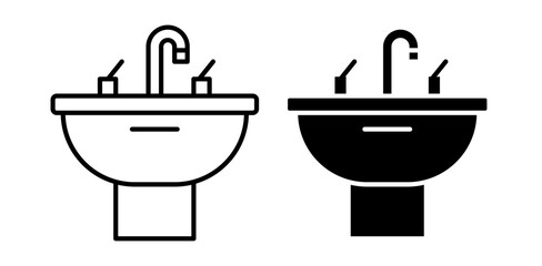 Sink unit icon pack in flat and thin liner vectors graphic for ui designs