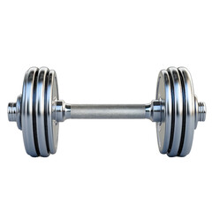 Naklejka premium A Gleaming Chrome Dumbbell, Symbol Of Strength, Fitness, And Personal Achievement, Against A Stark Isolated on Transparent Background