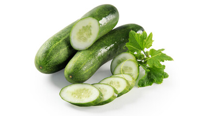 Cucumber and slices isolated on a white background