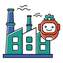 Manufacturing Plant and Ai Industry vector Symbol Icon Design