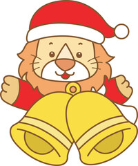 Cute Lion christmas vector icon. Funny baby Lion animal series christmas illustration.