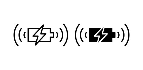 wireless charging icon pack in flat and thin liner vectors graphic for ui designs