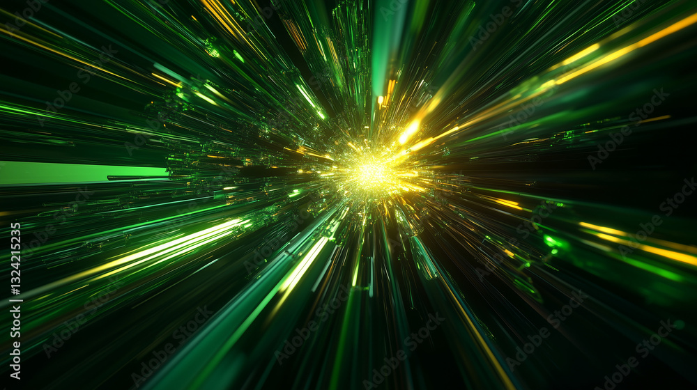 Aufkleber dynamic abstract design with asymmetric green and yellow rays