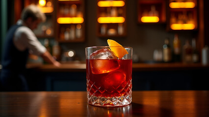 Negroni cocktail on a table 