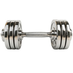Naklejka premium A Gleaming Chrome Dumbbell, Symbol Of Strength And Fitness, Ready For A Challenging Workout Session Against A Clean Isolated on Transparent Background