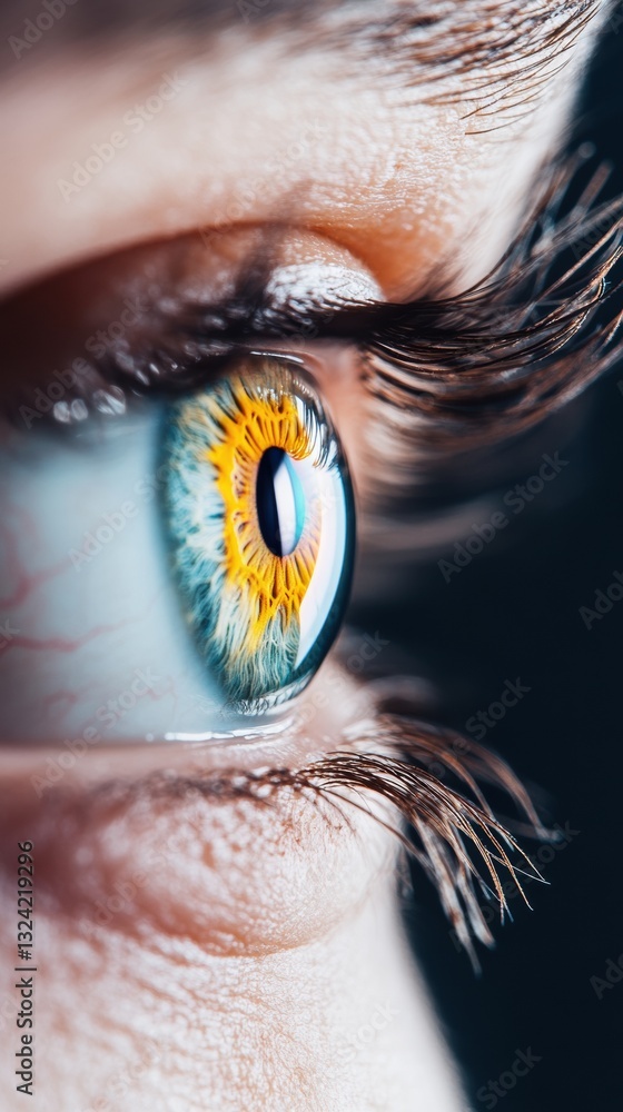 Fototapete hyper-realistic digital eye technology macro biometric innovation showcasing advanced neural scannin