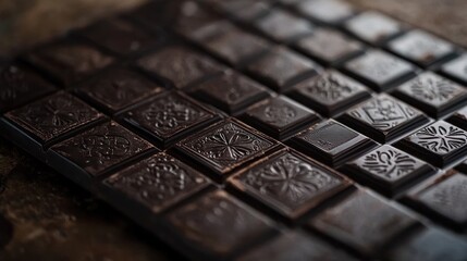 Dark chocolate bar close-up