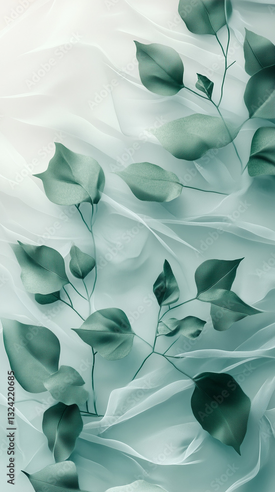 Poster soft abstract patterns with leaves for lock screen art background