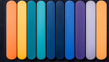 Obraz premium Colorful painted wooden slats arranged in a row
