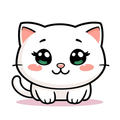 Obraz premium Happy White Cat Smiling