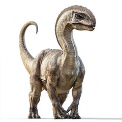 Obraz premium A detailed 3D render of a theropod dinosaur, isolated on white background.