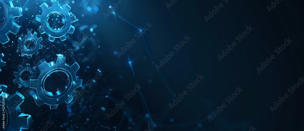 Aufkleber microscopic virus cells floating in dark blue space with glowing particles and bokeh effects create 