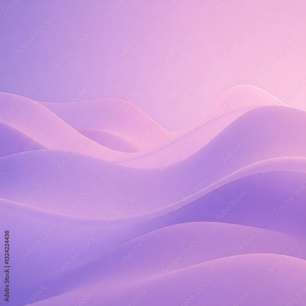 Poster a serene and smooth wave pattern in soft purple and pink hues, creating a tranquil and modern atmosp