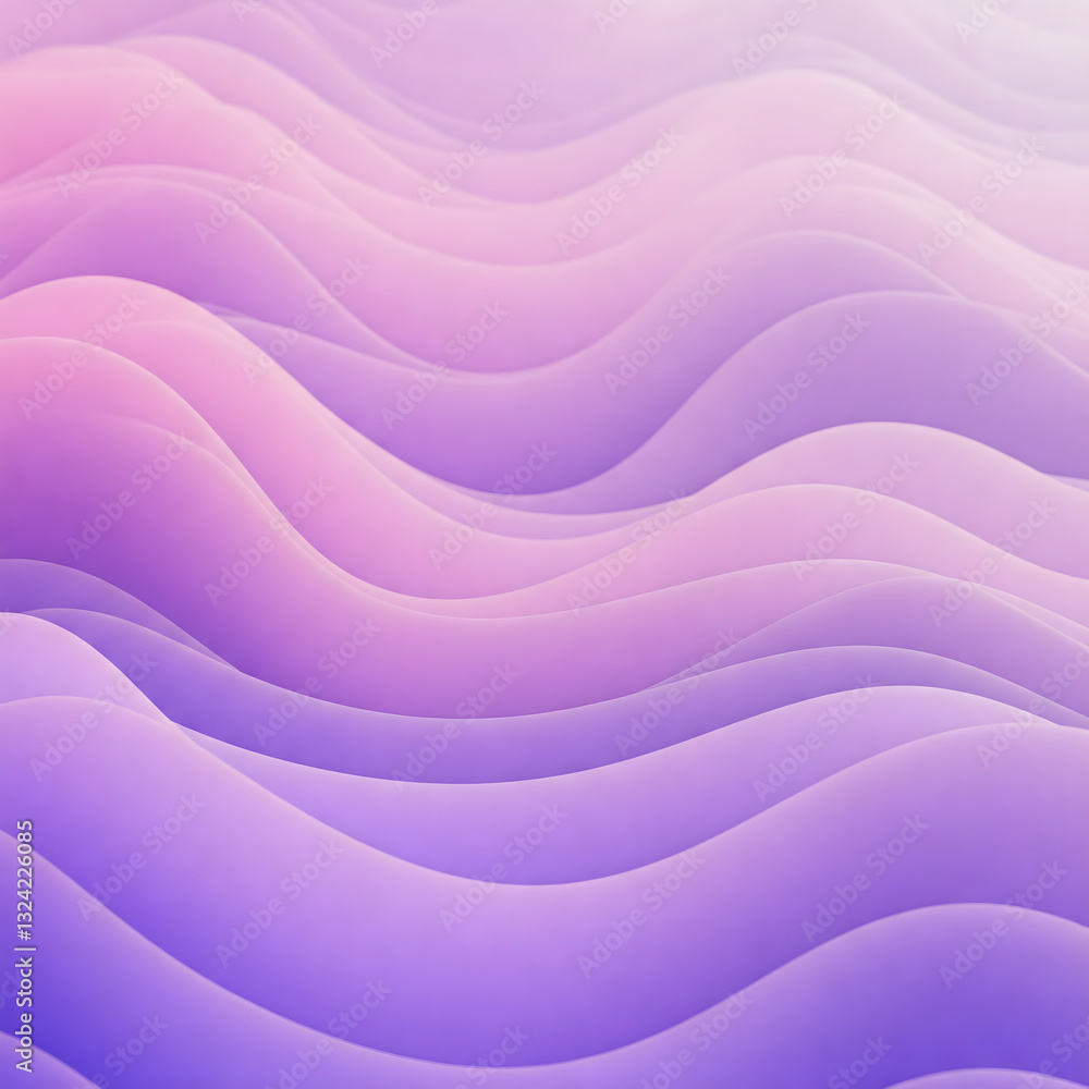 Poster a serene and smooth wave pattern in soft purple and pink hues, creating a tranquil and modern atmosp