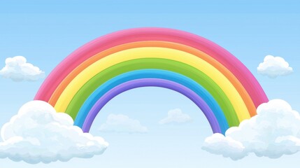 A dreamy pastel rainbow sky with soft, fluffy clouds and a gentle gradient, perfect for children themes and presentations.
