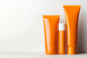  Elegant sunscreen advertisement featuring a sleek, minimalist sunscreen bottle set against a radiant sunlit background with golden hues and soft shadows.