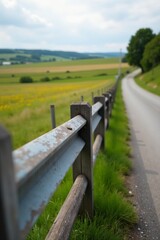 Close-up shot of weathered railings along road in countryside, country, security, protection