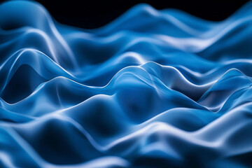 Fototapeta premium Abstract blue wave background smooth flowing digital texture design 3d sea art dark water ocean curve