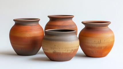 Earthenware Bowls: Isolated Clay Containers on Round Vessel Background