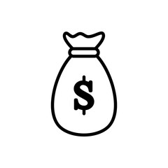 Vector icon of money bag, money storage symbol flat design.
