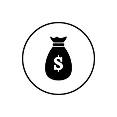 Vector icon of money bag, money storage symbol flat design.
