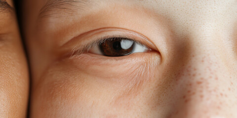 Close-up of Human Eye and Facial Skin Texture