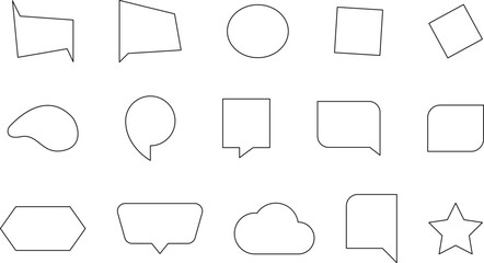 Speech bubble line icon set. Set of blank white speech bubble in flat design, chatting box, message box icon. Balloon doodle style of thinking sign symbol.