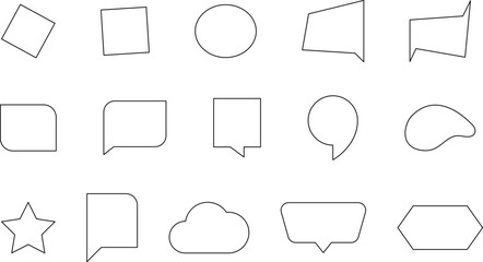 Speech bubble line icon set. Set of blank white speech bubble in flat design, chatting box, message box icon. Balloon doodle style of thinking sign symbol.