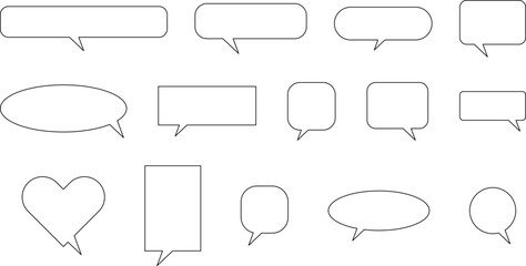 Obraz premium Speech bubble line icon set. Set of blank white speech bubble in flat design, chatting box, message box icon. Balloon doodle style of thinking sign symbol.