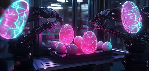Digital candy factory producing holographic Easter treats